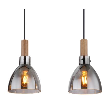 Globo 15550-4H - Lustră suspendată MATTEA pe cablu, 4xE27/6W/230V, negru/fumuriu