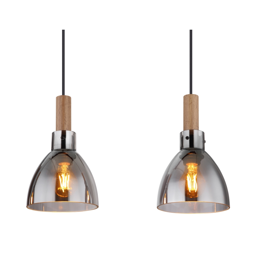 Globo 15550-4H - Lustră suspendată MATTEA pe cablu, 4xE27/6W/230V, negru/fumuriu