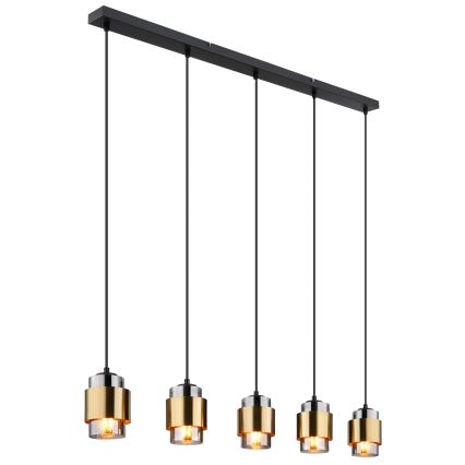 Globo - Lustră suspendată pe cablu 5xE27/40W/230V negru/alamă