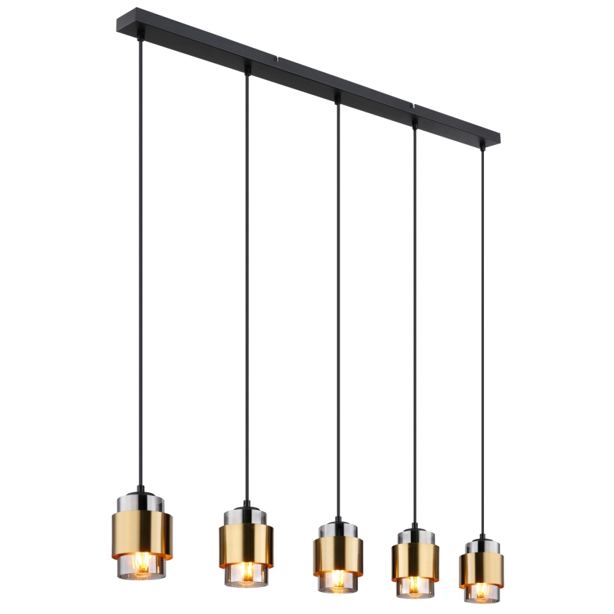 Globo - Lustră suspendată pe cablu 5xE27/40W/230V negru/alamă