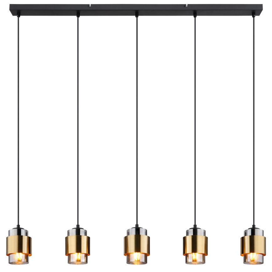 Globo - Lustră suspendată pe cablu 5xE27/40W/230V negru/alamă