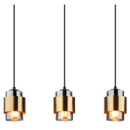 Globo - Lustră suspendată pe cablu 5xE27/40W/230V negru/alamă