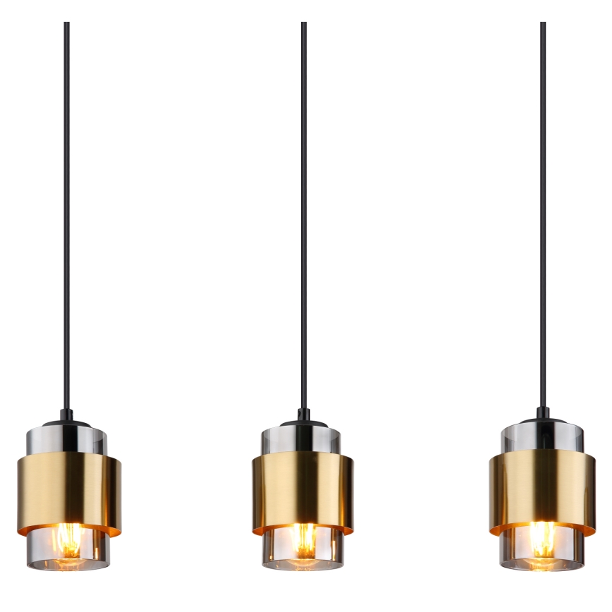 Globo - Lustră suspendată pe cablu 5xE27/40W/230V negru/alamă