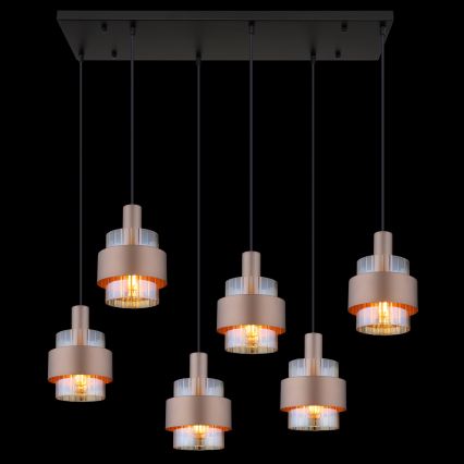 Globo - Lustră suspendată pe cablu 6xE27/60W/230V maro