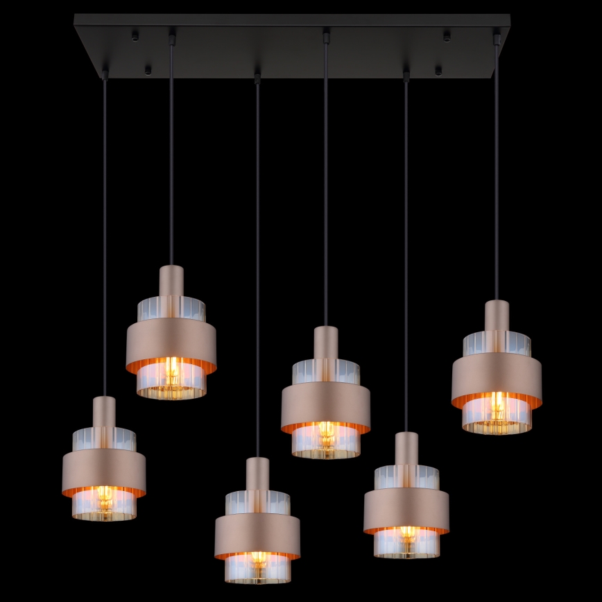 Globo - Lustră suspendată pe cablu 6xE27/60W/230V maro