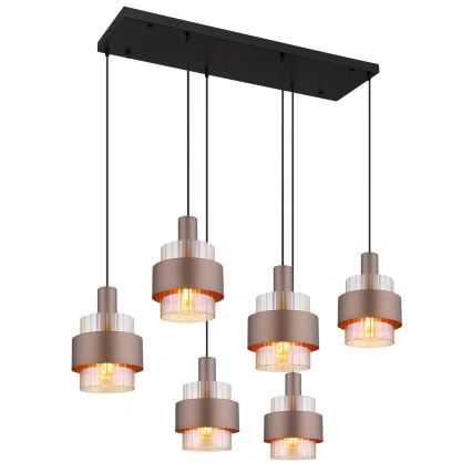 Globo - Lustră suspendată pe cablu 6xE27/60W/230V maro