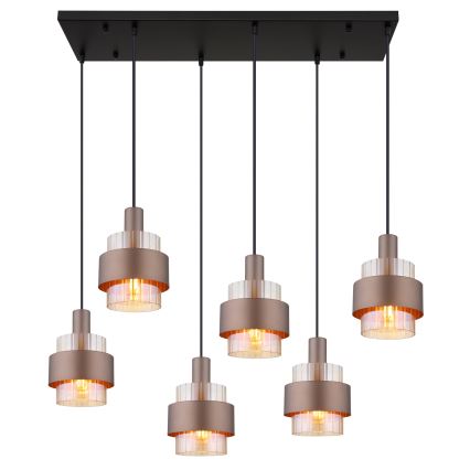 Globo - Lustră suspendată pe cablu 6xE27/60W/230V maro
