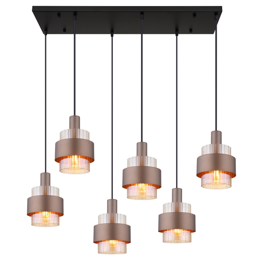 Globo - Lustră suspendată pe cablu 6xE27/60W/230V maro