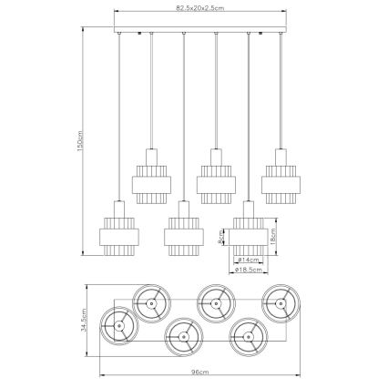 Globo - Lustră suspendată pe cablu 6xE27/60W/230V maro