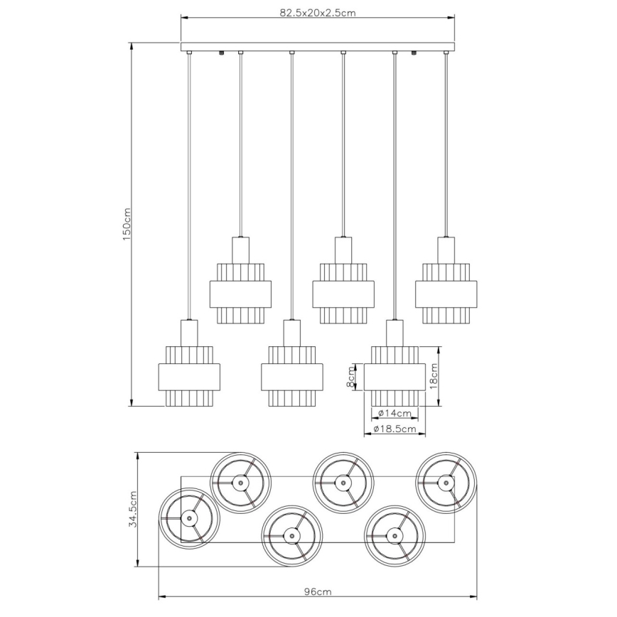 Globo - Lustră suspendată pe cablu 6xE27/60W/230V maro
