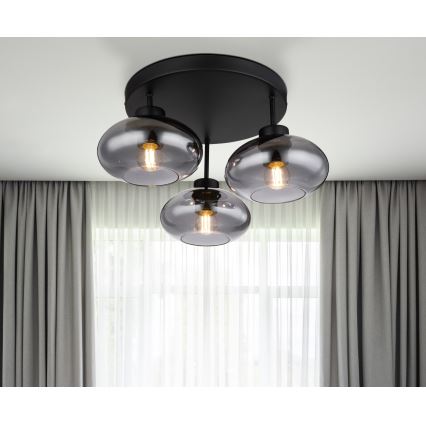 Globo - Lustru aplicat 3xE27ILLU/40W/230V negru