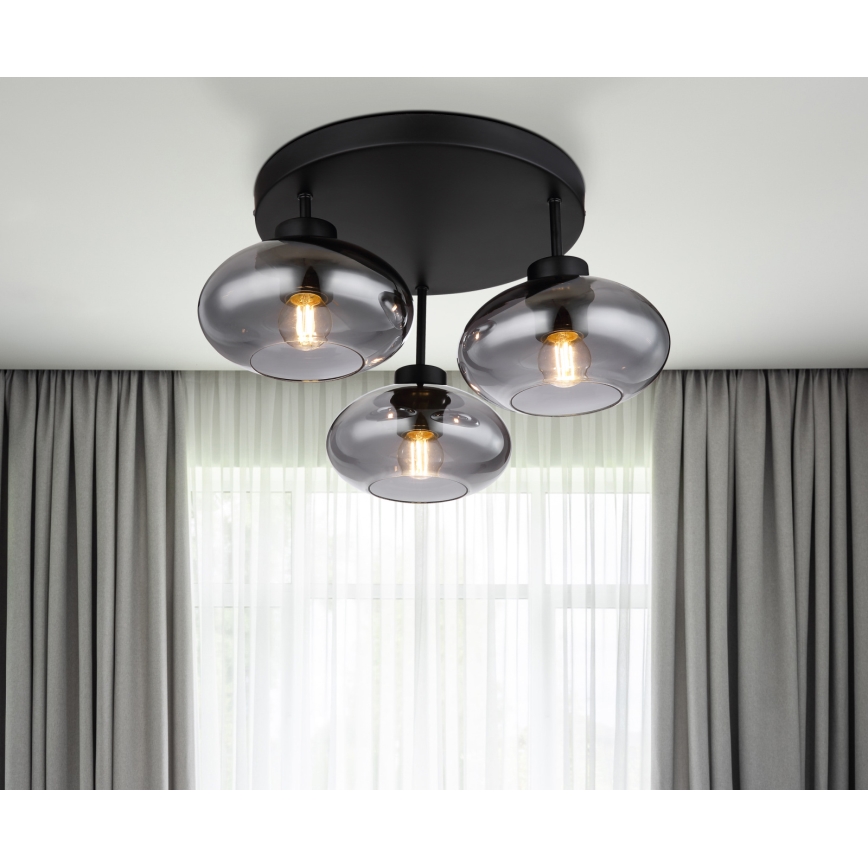 Globo - Lustru aplicat 3xE27ILLU/40W/230V negru