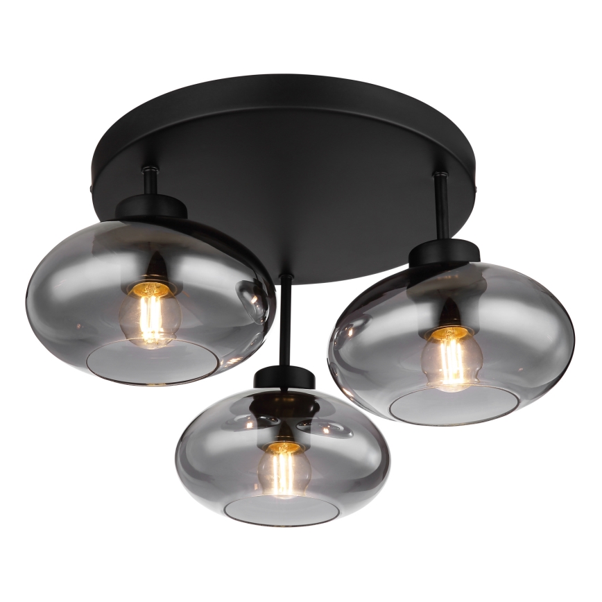 Globo - Lustru aplicat 3xE27ILLU/40W/230V negru