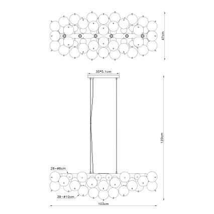 Globo - Lustră suspendată pe cablu 6xE14/25W/230V neagră