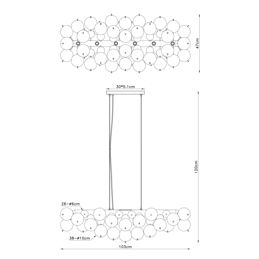 Globo - Lustră suspendată pe cablu 6xE14/25W/230V neagră