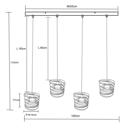 Globo 15640-4H - candelabru suspendat pe cablu TILLY 4xE27/60W/230V, negru