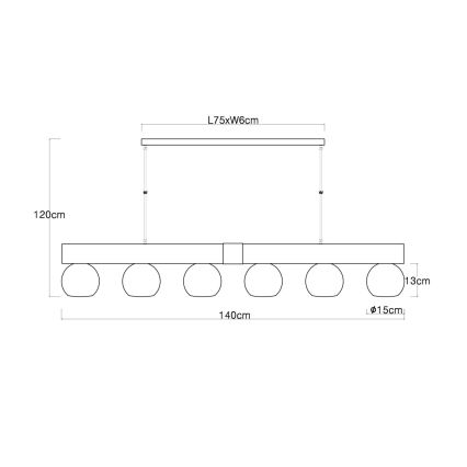 Globo - Lustră suspendată pe cablu 6xE27/40W/230V