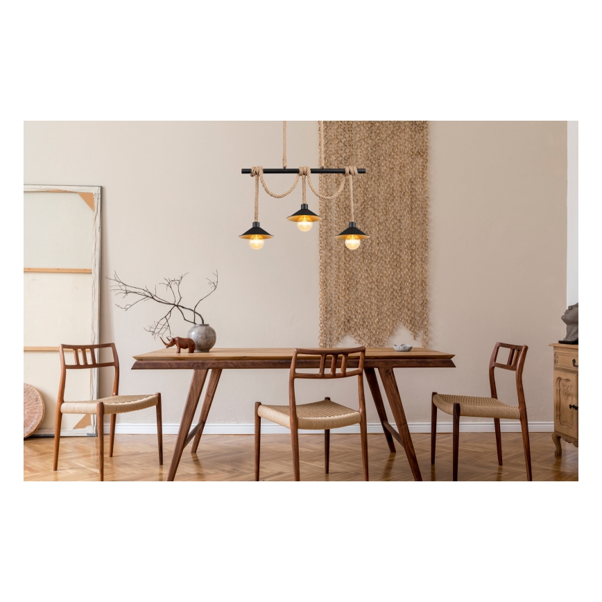 Globo 15690-3H - Lustră DIANA cu cablu, 3xE27/60W/230V, neagră