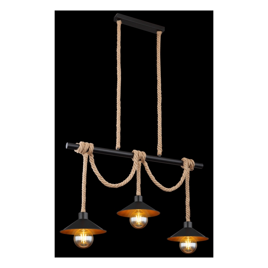Globo 15690-3H - Lustră DIANA cu cablu, 3xE27/60W/230V, neagră