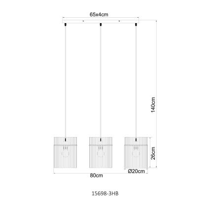Globo - Lustră cu cablu, 3x E27/60W/230V