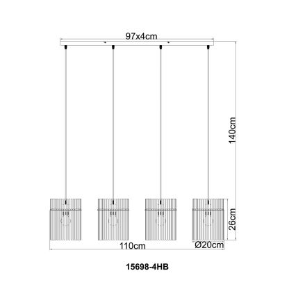 Globo - Lustră suspendată pe cablu 4xE27/60W/230V