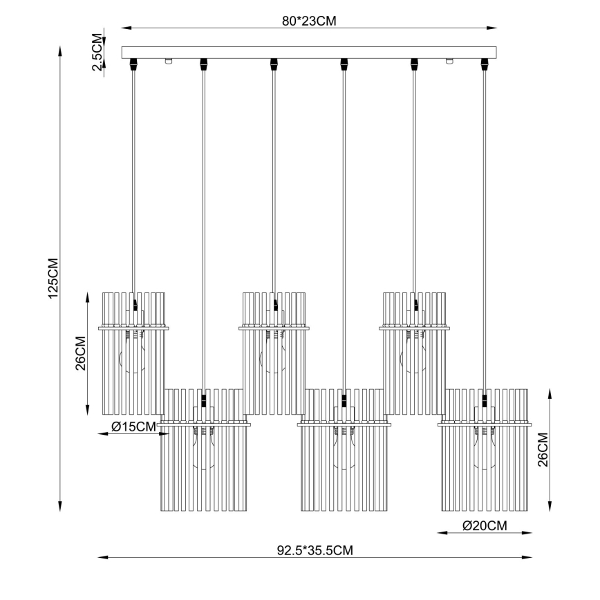 Globo - Lustră pe cablu 6xE27/60W/230V aurie