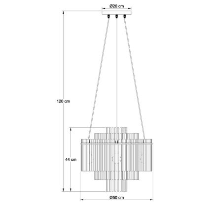Globo - Candelabru suspendat pe cablu 5xE27/60W/230V auriu