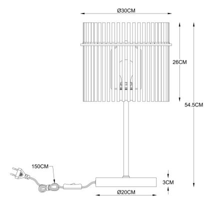 Globo - Lampă de masă 1xE27/60W/230V, Ø 30 cm, neagră