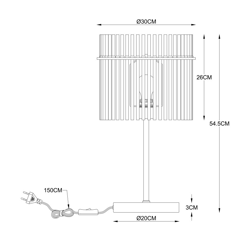 Globo - Lampă de masă 1xE27/60W/230V, Ø 30 cm, neagră