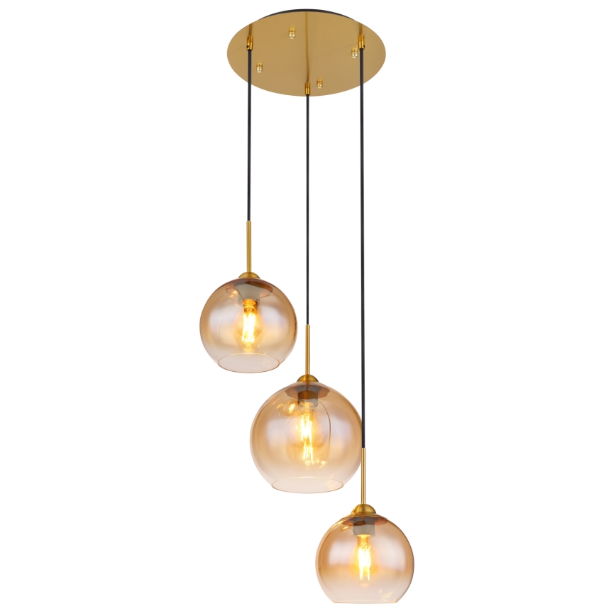 Globo - Lustră suspendată pe cablu 3xE27/60W/230V alamă