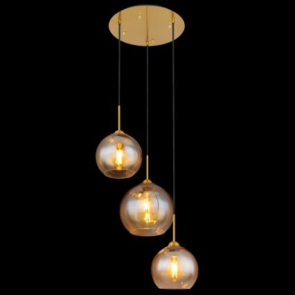 Globo - Lustră suspendată pe cablu 3xE27/60W/230V alamă