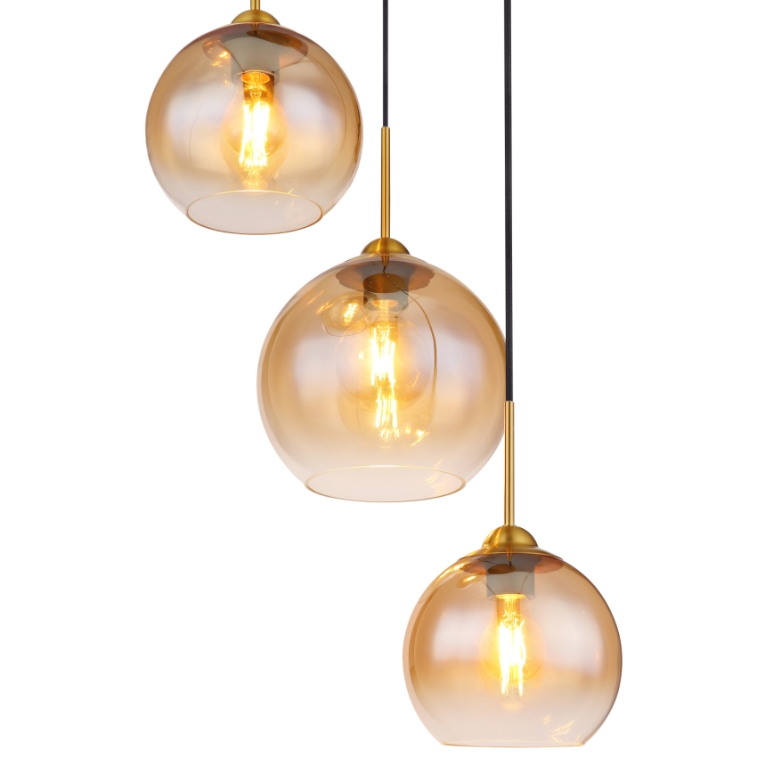 Globo - Lustră suspendată pe cablu 3xE27/60W/230V alamă