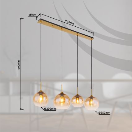 Globo - Lustră pe cablu 4xE27/60W/230V alamă