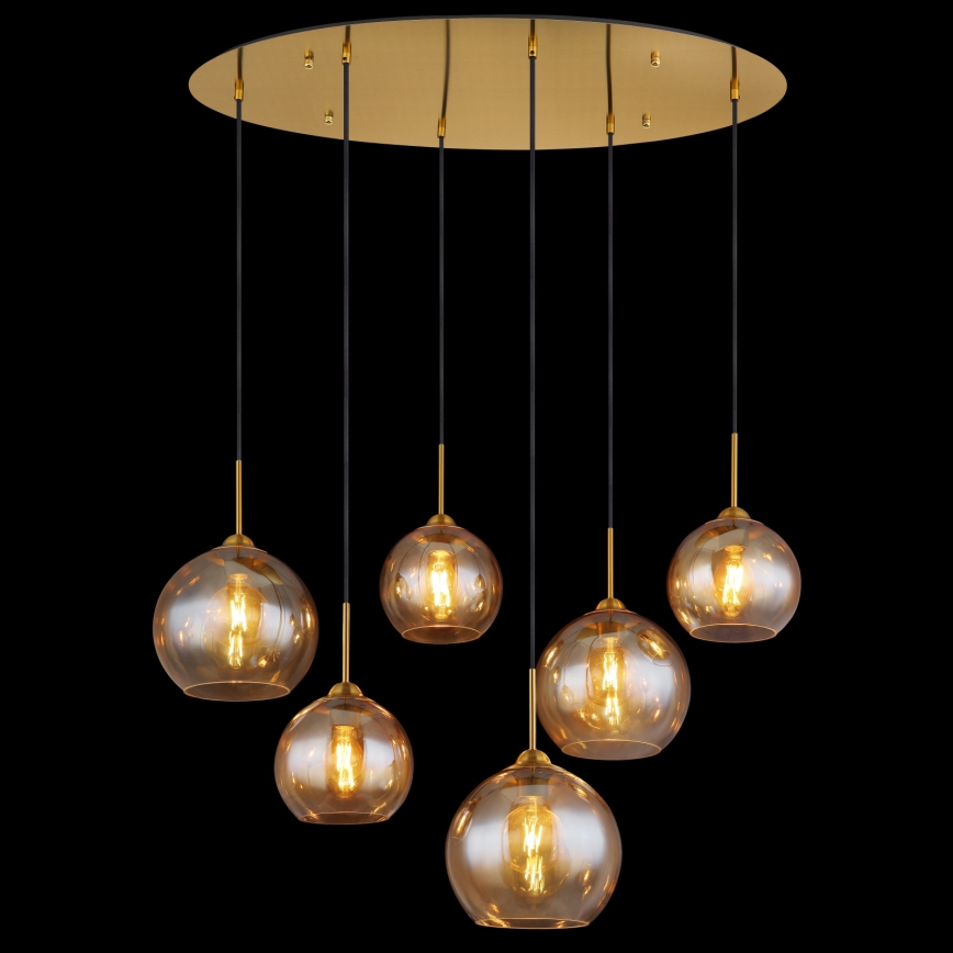 Globo - Lustru suspendat pe cablu 6xE27/60W/230V alamă