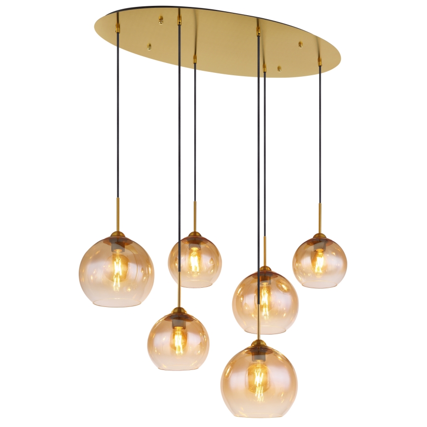 Globo - Lustru suspendat pe cablu 6xE27/60W/230V alamă