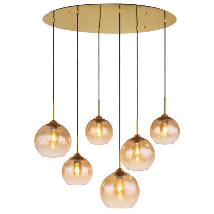 Globo - Lustru suspendat pe cablu 6xE27/60W/230V alamă