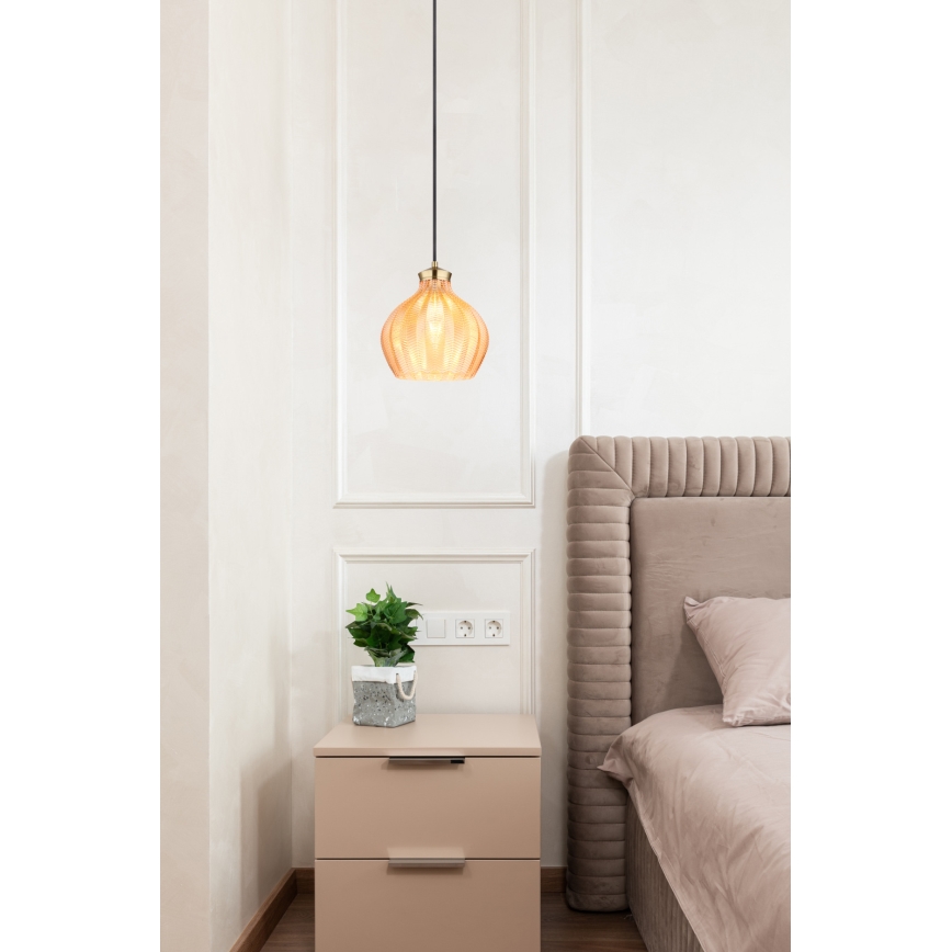 Globo - Lustră suspendată pe cablu 1xE27/60W/230V Ø 22 cm, aurie