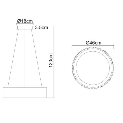Globo - Lustră LED suspendată pe cablu LED/45W/230V 2700/4000/6000K, diam. 46 cm, negru