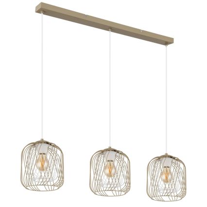 Globo - Lustră suspendată cu cablu, 3x E27/40W/230V, bej/alb