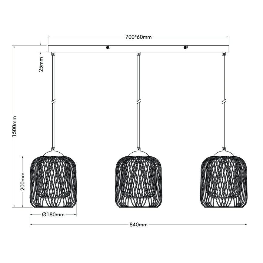 Globo - Lustră suspendată cu cablu, 3x E27/40W/230V, bej/alb