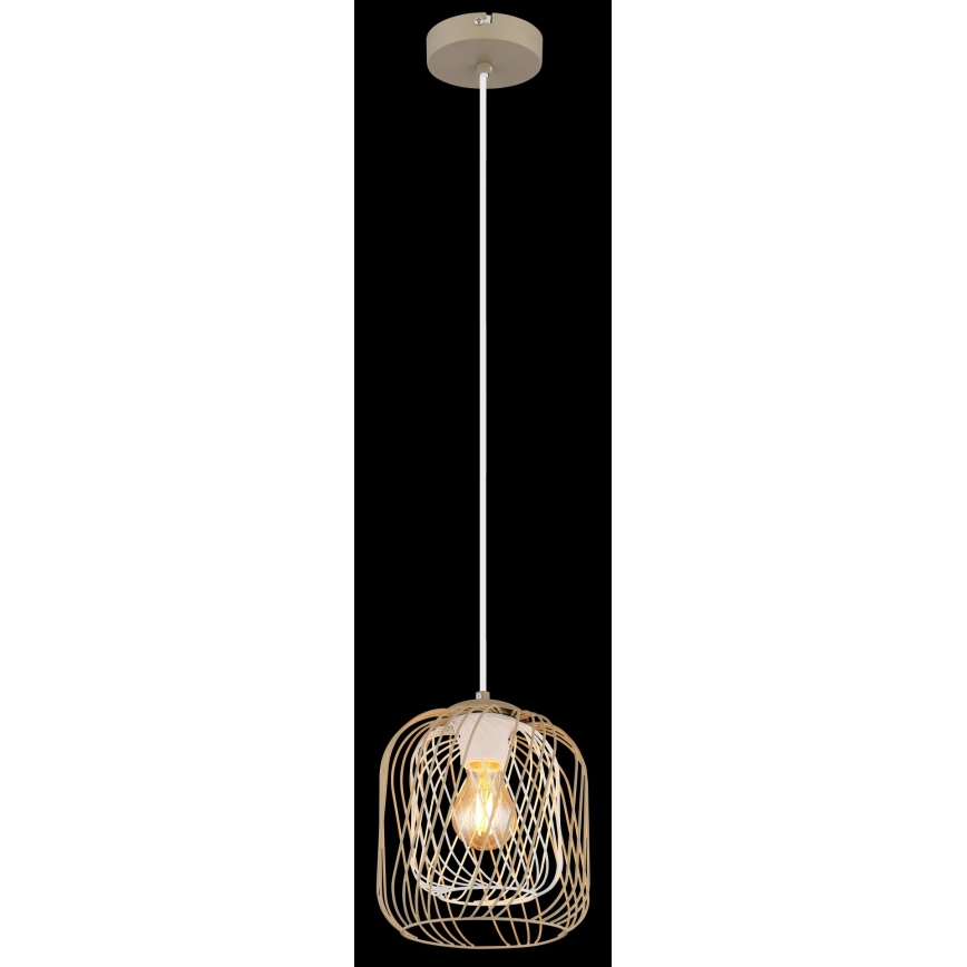 Globo - Pendul pe cablu 1xE27/40W/230V Ø 18 cm bej/alb