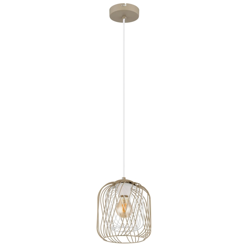 Globo - Pendul pe cablu 1xE27/40W/230V Ø 18 cm bej/alb