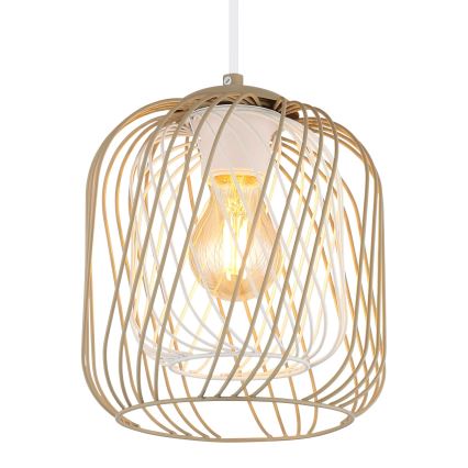 Globo - Pendul pe cablu 1xE27/40W/230V Ø 18 cm bej/alb