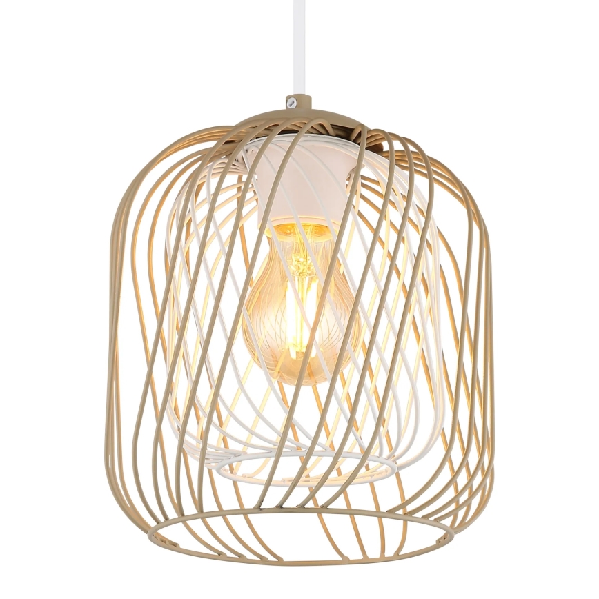 Globo - Pendul pe cablu 1xE27/40W/230V Ø 18 cm bej/alb