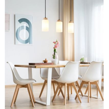 Globo - Lustră suspendată pe cablu 3xE27/60W/230V stejar/alb