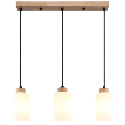 Globo - Lustră suspendată pe cablu 3xE27/60W/230V stejar/alb