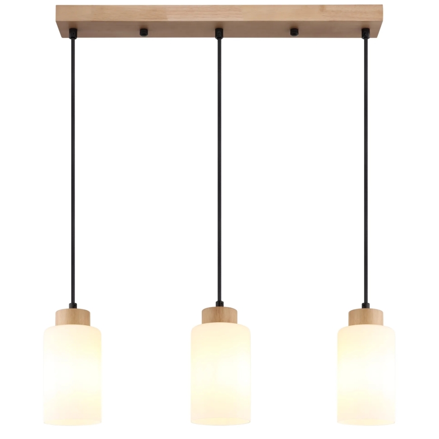 Globo - Lustră suspendată pe cablu 3xE27/60W/230V stejar/alb