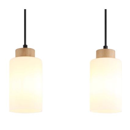 Globo - Lustră suspendată pe cablu 3xE27/60W/230V stejar/alb