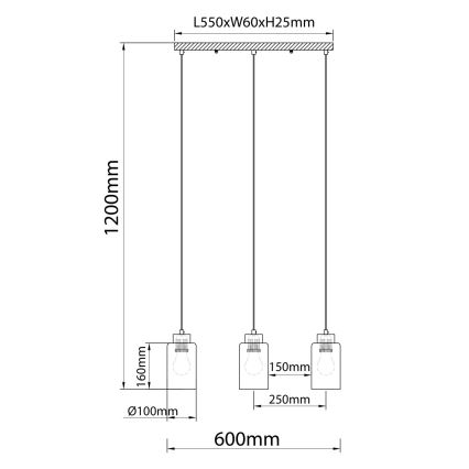 Globo - Lustră suspendată pe cablu 3xE27/60W/230V stejar/alb