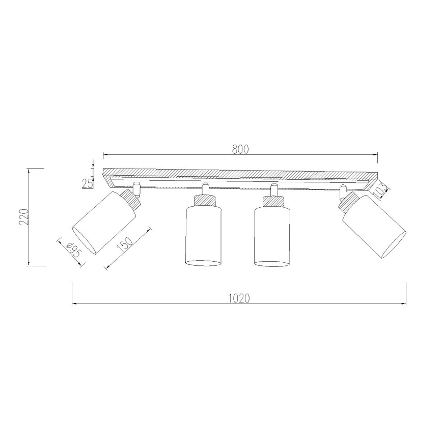 Globo - Corp de iluminat tip spot 4xE27/60W/230V stejar/alb